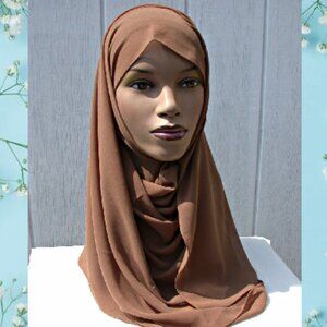 Vintage Plain Chiffon Scarf 72 x 30 inch Brown
